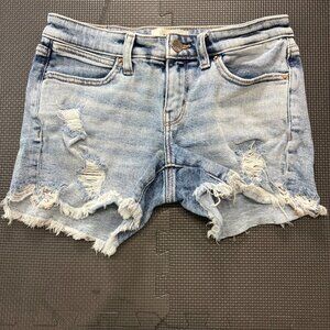 BKE Denim Stella Ripped Distressed High-Rise Light Wash Frayed Hem Shorts Size 2